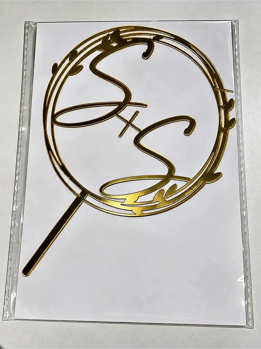 Gold S & S Initial Wedding Cake Topper Monogram Wreath